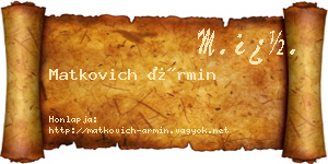 Matkovich Ármin névjegykártya